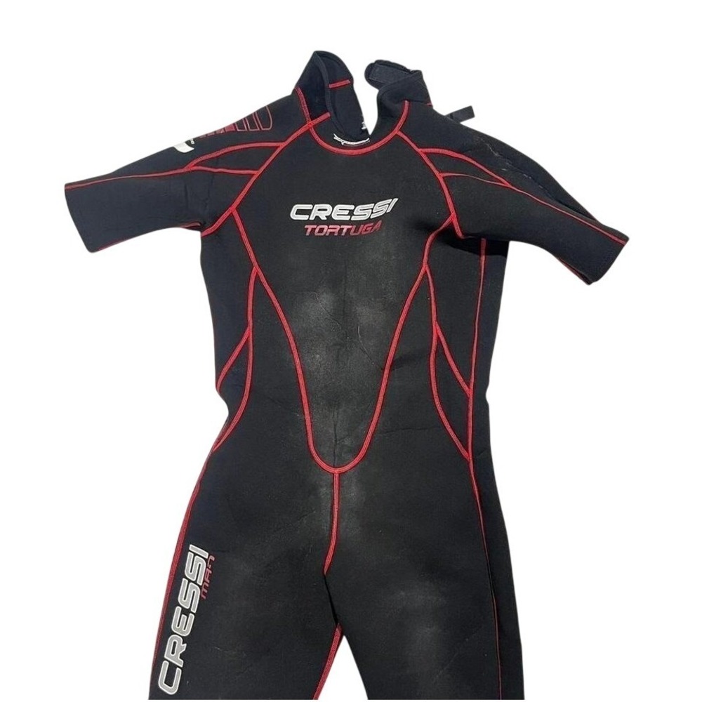 Cressi‎ Tortuga Neoprene Short Sleeve Wetsuit Black Red Size L/4 Scuba/Snorkel